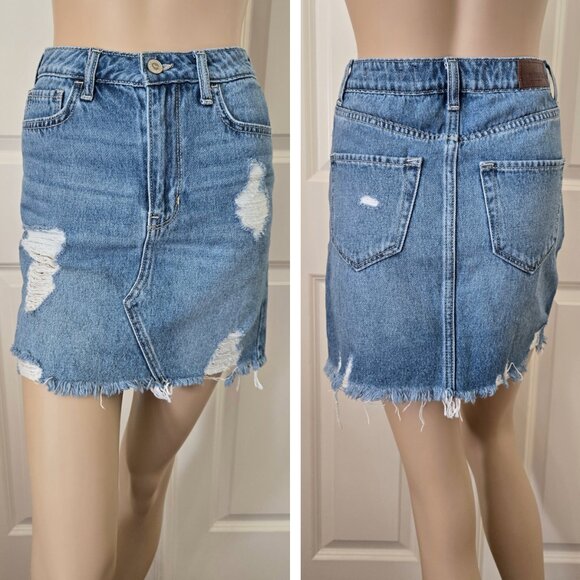 Hollister Denim Mini Skirt SZ 1 (XS) - Picture 1 of 9